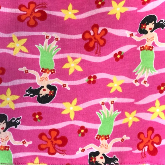 Kids Summer Floral Stripe Pink Red Yellow Hawaiian Hula Dress Oriental Trading - Picture 9 of 10